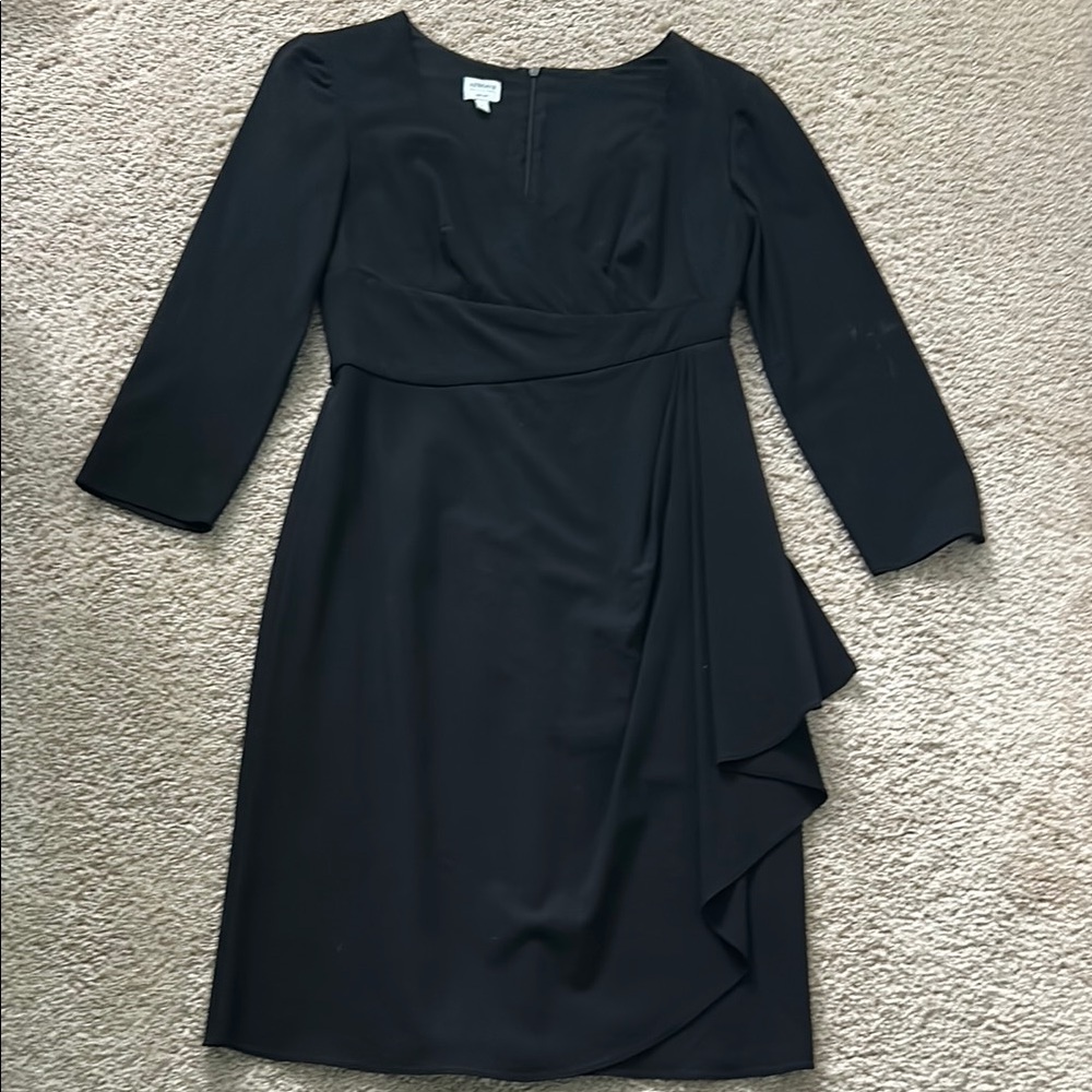 Armani Collezioni Black Asymmetrical Ruched Sheath Dress
